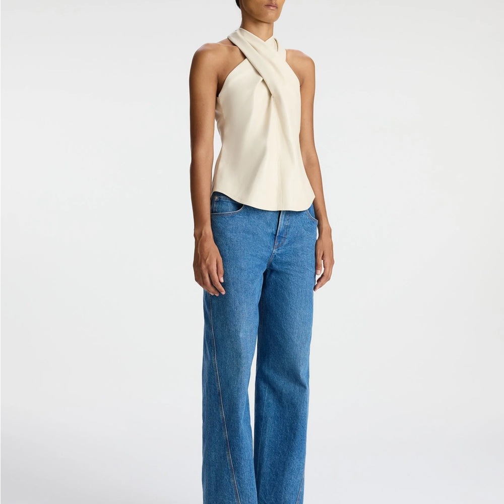 A.L.C. Quinn Vegan Leather Halter Top